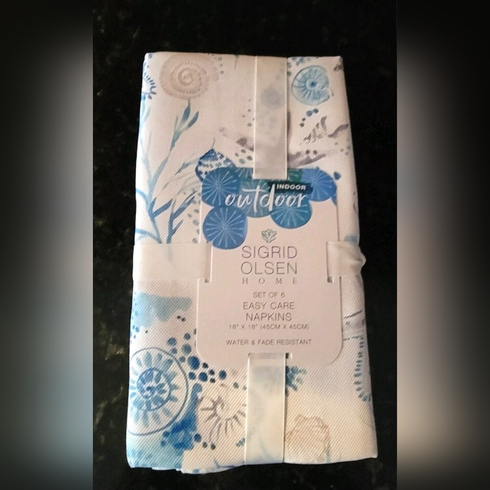 Sigrid Olsen Home Set of 6 Easy Care Napkins Seaside Motif 18"×18" New